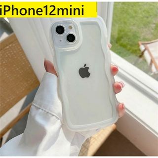 アップル(Apple)のiPhone12mini★ウェーブなみなみ　透明ケース　可愛いiPhoneケース(iPhoneケース)