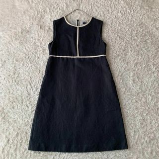 マックスマーラ(Max Mara)のマックスマーラ リネン コットン ワンピース 膝丈 ノースリーブ バイカラー(ひざ丈ワンピース)