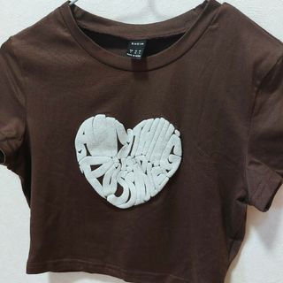 SHEIN Sサイズ ショート丈Tシャツ ブラウン(Tシャツ(半袖/袖なし))