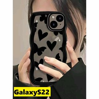 ギャラクシー(Galaxy)のGalaxyS22★ウェーブ なみなみ　ハート&蝶々 Galaxyケース(Androidケース)