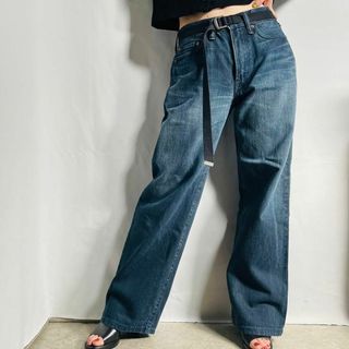 日本製 45rpm ストレートデニムパンツ 山羊革パッチ WALDESジップ