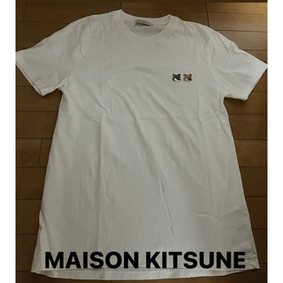 メゾンキツネ(MAISON KITSUNE')のMaison Kitsune Tシャツ ダブルロゴ ホワイト L(Tシャツ/カットソー(半袖/袖なし))