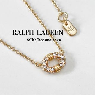 U423/RALPH LAUREN/パヴェ楕円形ミニサペンダントネックレス