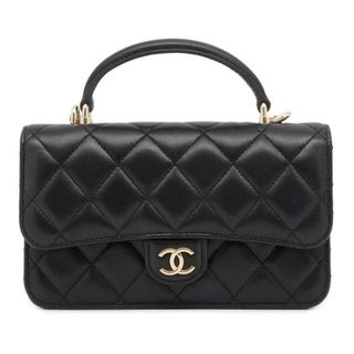 シャネル(CHANEL)のシャネル チェーンショルダーバッグ フラップ フォンケース マトラッセ ココマーク ラムスキン AP3226 CHANEL 黒(ショルダーバッグ)