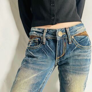 ロリータジーンズ(LOLITAJEANS)の韓国製オールド LOLITA JEANS ダメージ フレアデニムパンツ グランジ(デニム/ジーンズ)