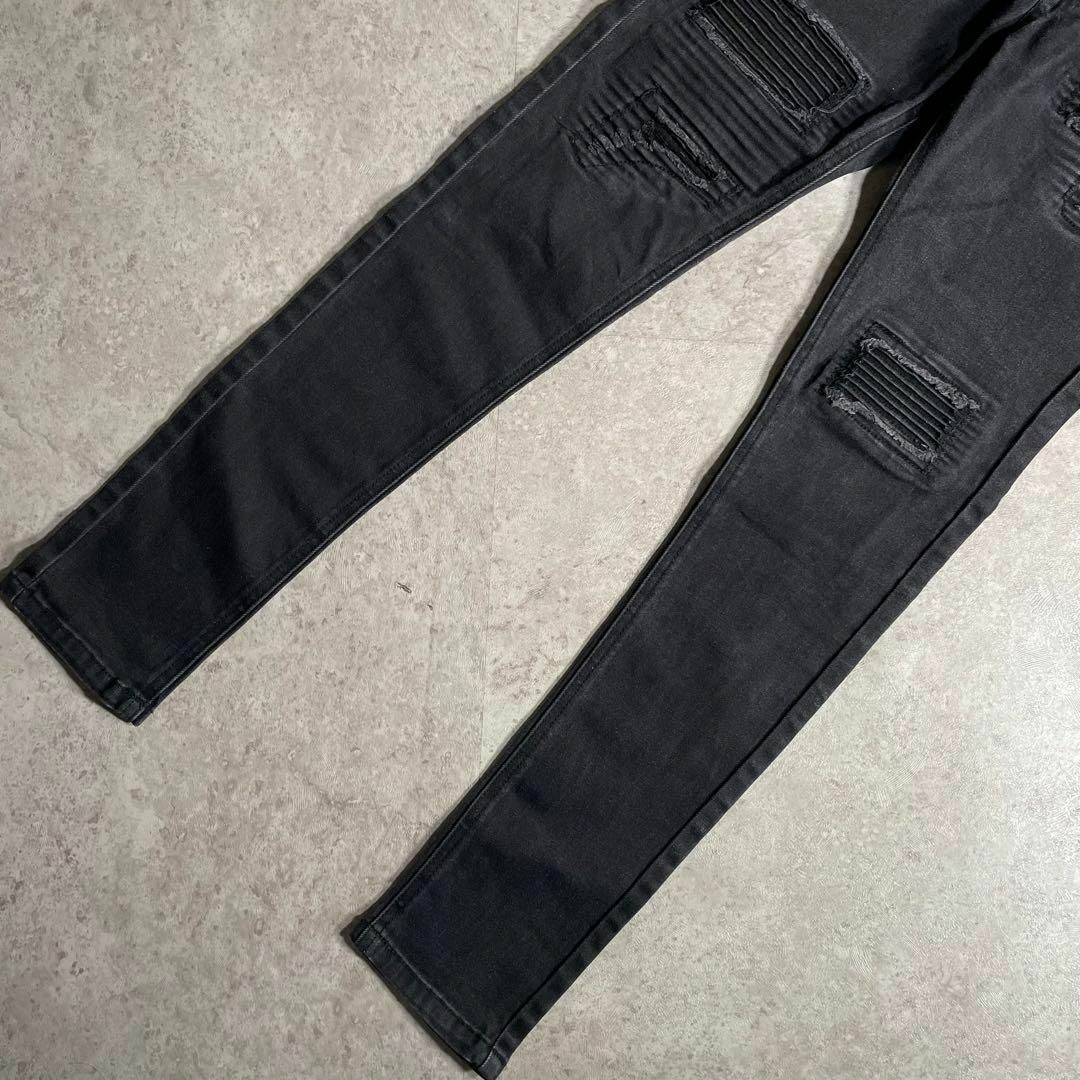 日本製 COOKJEANS ブラックデニムパンツ クラスト スキニー グランジ レディースのパンツ(デニム/ジーンズ)の商品写真