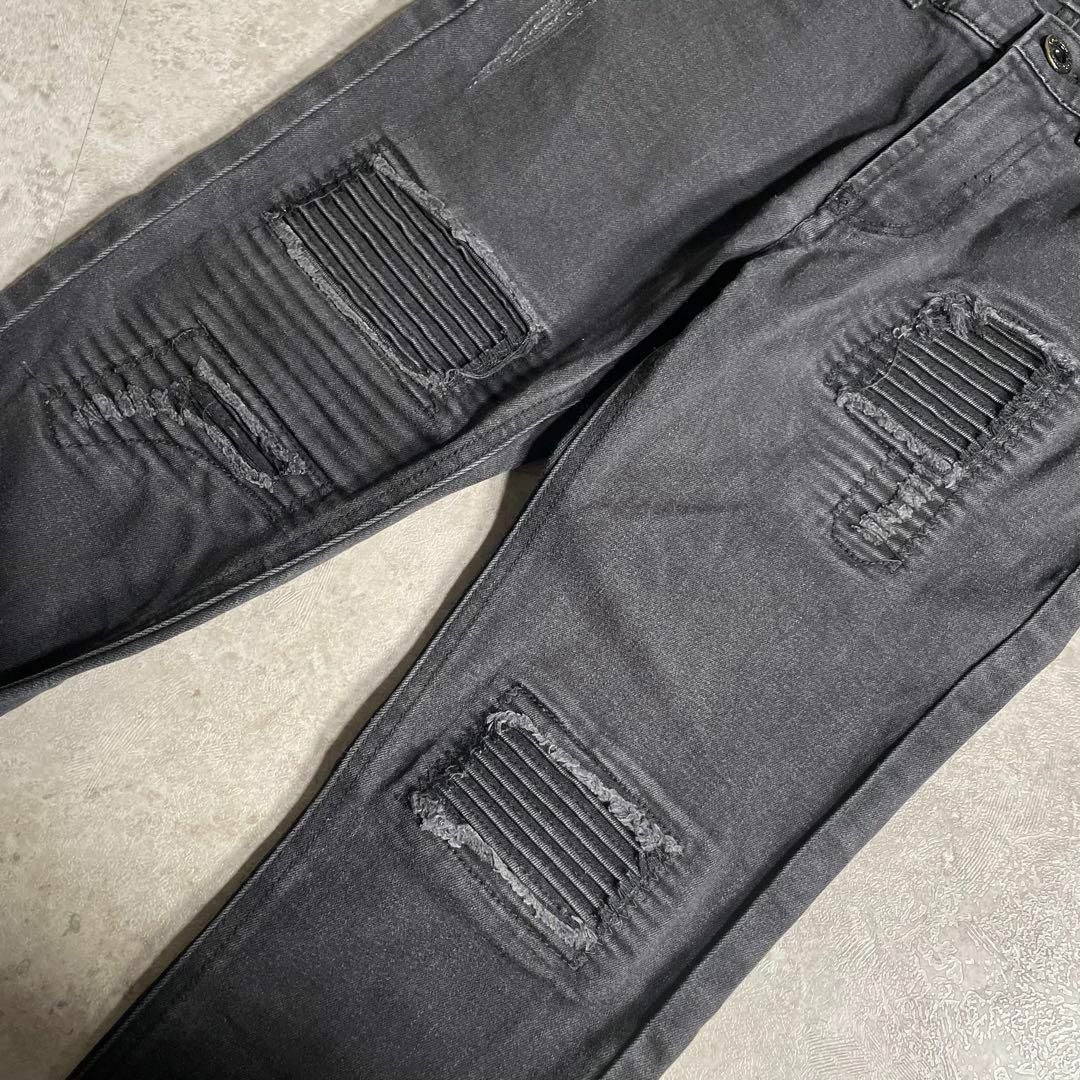 日本製 COOKJEANS ブラックデニムパンツ クラスト スキニー グランジ レディースのパンツ(デニム/ジーンズ)の商品写真