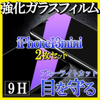 iPhone13mini ブルーライトカット ガラスフィルム 画面保護 2枚 F(保護フィルム)