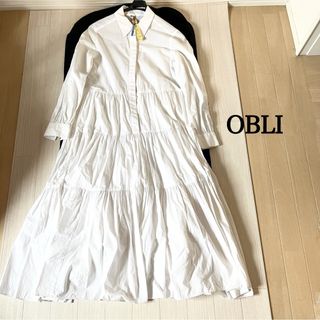 オブリ(OBLI)のOBLI オブリ ティアードシャツワンピース 白系(ロングワンピース/マキシワンピース)