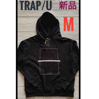 新品　TRAP/U トラップユー　ロゴプリント裏起毛黒パーカー　M(パーカー)