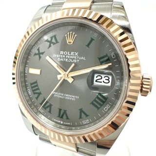ロレックス(ROLEX)のロレックス ROLEX デイトジャスト41 126331 グリーンローマ 自動巻き 腕時計 SS/PG シルバー 新品同様(腕時計(アナログ))
