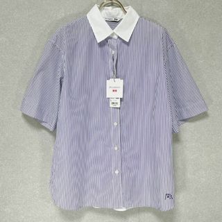 ユニクロ(UNIQLO)の未使用 ユニクロ JWアンダーソン 半袖 リラックスシャツ ストライプ L □(シャツ/ブラウス(半袖/袖なし))