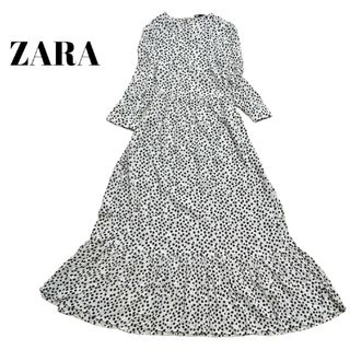 ZARA - ZARA　ティアード　ロングワンピース　マキシ丈　水玉　ドット　ダルメシアン　S