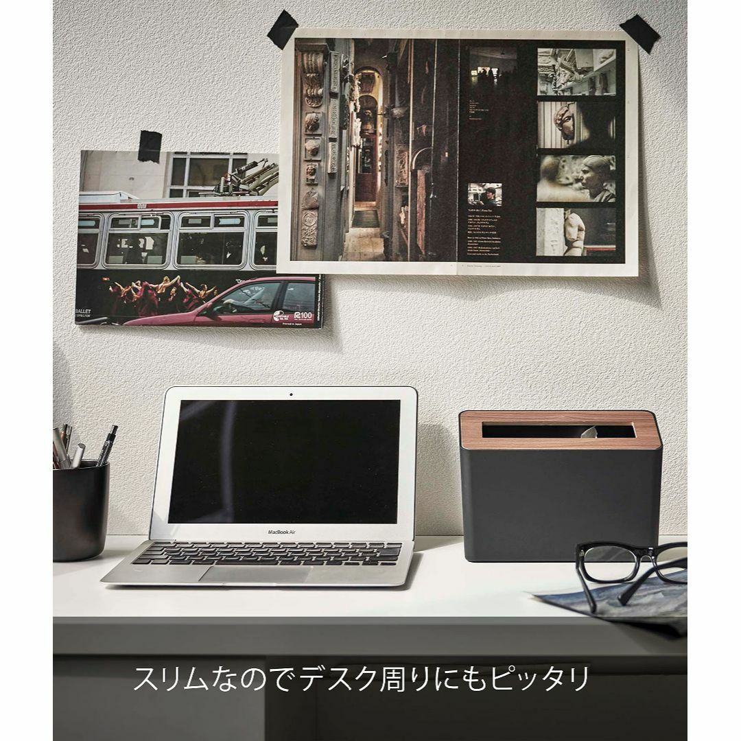 【新着商品】山崎実業(Yamazaki) 蓋付き卓上ゴミ箱 ブラウン 約W22X インテリア/住まい/日用品の収納家具(ドレッサー/鏡台)の商品写真