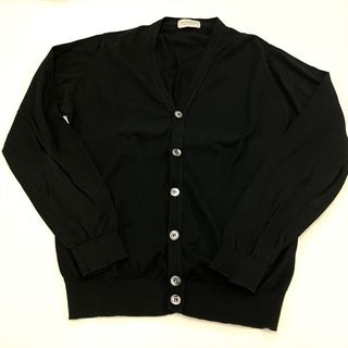 ジョンスメドレー JOHN SMEDLEY Vネック カーディガン カーディガン コットン ブラック M メンズ【中古】(カーディガン)