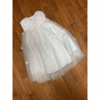 ウェディングドレス　ミモレ丈80cm　7号ホワイト(ウェディングドレス)
