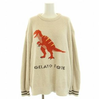 gelato pique - ジェラートピケ パウダーモチーフジャガードプルオーバー 長袖 恐竜 F グレー