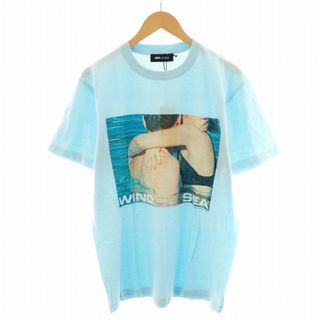 WIND AND SEA Tシャツ カットソー 半袖 ロゴ プリント M 水色(Tシャツ/カットソー(半袖/袖なし))