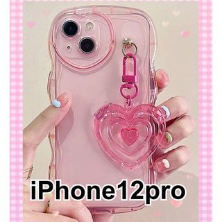 SHEIN - ハート ピンクうねうね チャーム付き iPhone12pro ケース 韓国Y2K