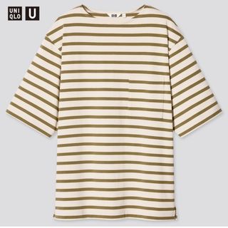 ユニクロ(UNIQLO)のボーダーボートネックTシャツ 半袖(Tシャツ(半袖/袖なし))