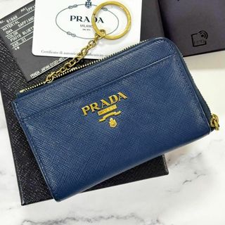 プラダ(PRADA)の美品✨PRADA　コインケース　カードケース　キーリング　RFID　ネイビー(コインケース)