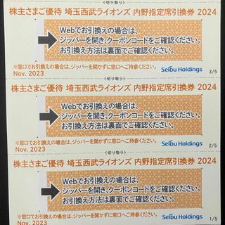 3枚組★埼玉西武ライオンズ 内野指定席引換券 2024★野球 株主優待券