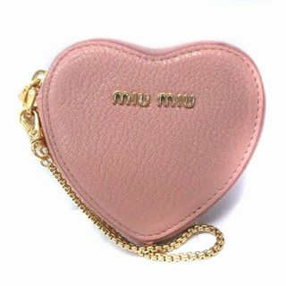 ミュウミュウ(miumiu)のミュウミュウ コインケース 小銭入れ ハートモチーフ レザー ピンク(コインケース)