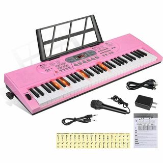 キーボード ピアノ 電子ピアノ 61鍵盤　ピンク(電子ピアノ)