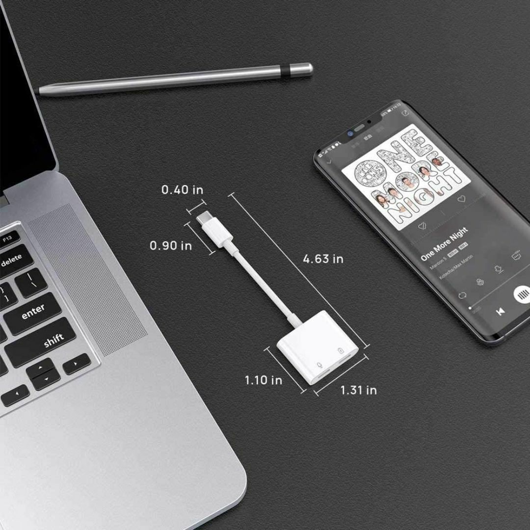【新品】USB-C to 3.5mmイヤホンジャック + 同時急速充電アダプター スマホ/家電/カメラのスマホアクセサリー(ストラップ/イヤホンジャック)の商品写真