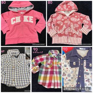 ベビーギャップ(babyGAP)の女の子 babyGAP パーカー チェックシャツ 5枚セット 80 90(シャツ/カットソー)