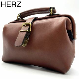 HERZ - 美品 HERZ ヘルツ ミニドクターバッグ ハンドバッグ 口枠 レザー ブラウン