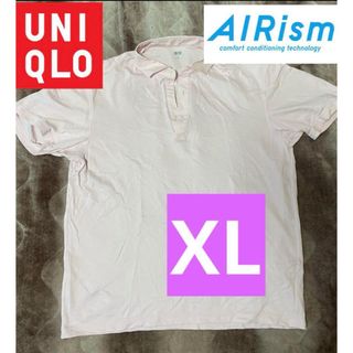 ユニクロ(UNIQLO)のユニクロUNIQLOエアリズムポロシャツXLメンズ薄ピンク(Tシャツ/カットソー(半袖/袖なし))