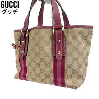 Gucci - ✨良品 GUCCI グッチ ハンドバッグ　GGキャンバス　シェリーライン　ピンク