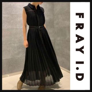 FRAY I.D - 【美品】FRAY I.D パイピングプリーツワンピース シャツ 比翼 ベルト