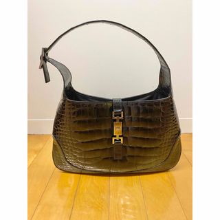 グッチ(Gucci)の美品 GUCCI グッチ クロコ ジャッキーバッグ ショルダーバッグ レザー 革(ショルダーバッグ)