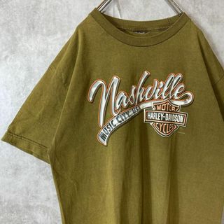 ハーレーダビッドソン(Harley Davidson)の【カーキグリーン、オーバーサイズ】ハーレーダビッドソン古着Tシャツ緑ストリート(Tシャツ/カットソー(半袖/袖なし))