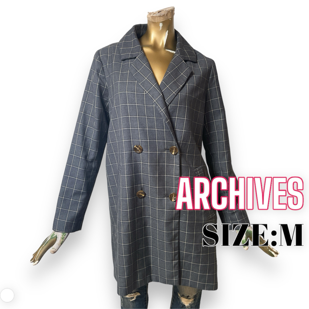 archives(アルシーヴ)のARCHIVES ♥ 大人可愛い チェック ミドル丈 薄手ジャケット レディースのジャケット/アウター(テーラードジャケット)の商品写真