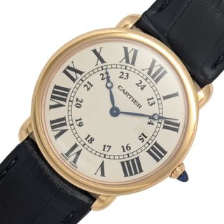 カルティエ(Cartier)の　カルティエ Cartier ロンド ルイ カルティエ LM W6800251 ホワイト K18PG/社外ベルト/純正尾錠  手巻き メンズ 腕時計(その他)