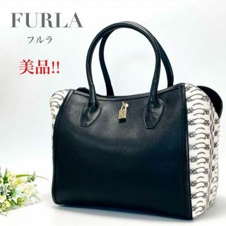 フルラ(Furla)の未使用 フルラ FURLA パイソン トート ハンドバッグ ブラック B4可(トートバッグ)