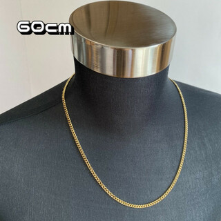 ゴールド セミロングチェーンネックレス 【60cm】メンズ アクセサリー(ネックレス)