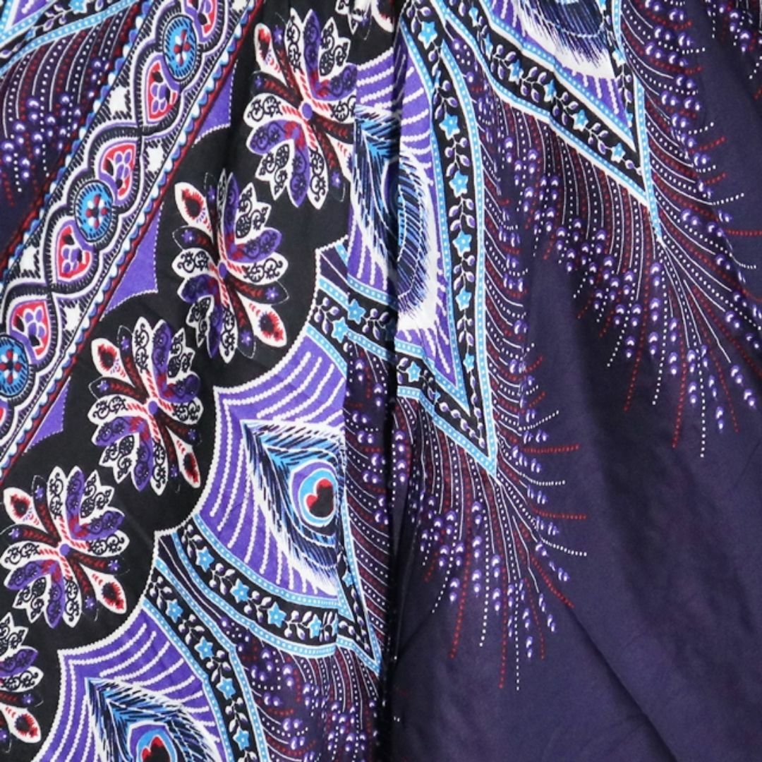 【新品】2way アジアンサルエルパンツ　羽根と花　濃紺  レディースのパンツ(サルエルパンツ)の商品写真