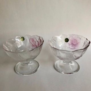 京都の古道具 ほんのり色付く葡萄のデザートグラス サンデーカップ ペア 純喫茶(食器)