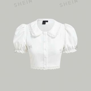 シーイン(SHEIN)のSHEIN MOD シーイン フリル レース ブラウス シャツ 韓国 フレガリ(シャツ/ブラウス(半袖/袖なし))