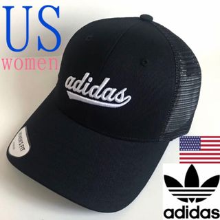 アディダス(adidas)のレア 新品 アディダス キャップ USA レディース ロゴ メッシュ 黒 ゴルフ(キャップ)