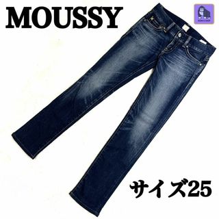 マウジー(moussy)のMoussy パウダーデニム スキニーデニム　イエローステッチ 25インチ(デニム/ジーンズ)