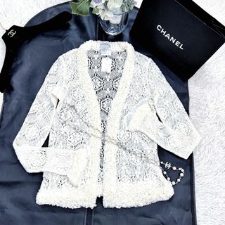 シャネル(CHANEL)の★CHANEL★新品未使用★スノーフレーク★トリム★レース★ジャケット(ノーカラージャケット)