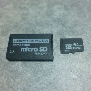 プレイステーションポータブル(PlayStation Portable)のmicroSDカード64GB、メモリースティック Pro Duoアダプターセット(携帯用ゲーム機本体)