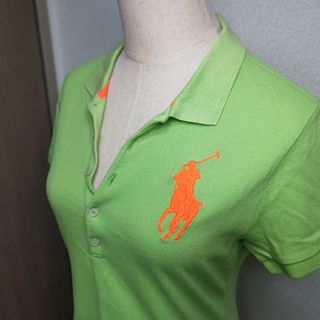 ポロラルフローレン(POLO RALPH LAUREN)のRALPH LAUREN ポロシャツ ライトグリーン×蛍光オレンジ(ポロシャツ)