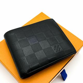 ルイヴィトン(LOUIS VUITTON)の【極美品】ルイヴィトン　ポルトフォイユマルコNM ダミエアンフィニ　黒　折り財布(折り財布)