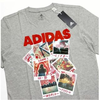 アディダス(adidas)の【新品】アディダス カジュアル ドゥードル フォトズ 半袖 Tシャツ 灰 M(Tシャツ/カットソー(半袖/袖なし))